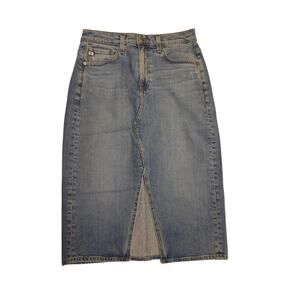 AG Adriano Goldschmied Denim Midi Skirt Size 26 NWOT Stretch Cotton Classic Wash